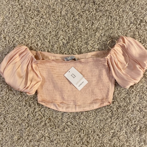 Sophie Rue Peach 🍑 Ruffled Puff Sleeve Crop Top size XS NWT - Picture 4 of 4